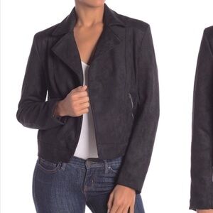 Faux Suede Black Moto Jacket Medium